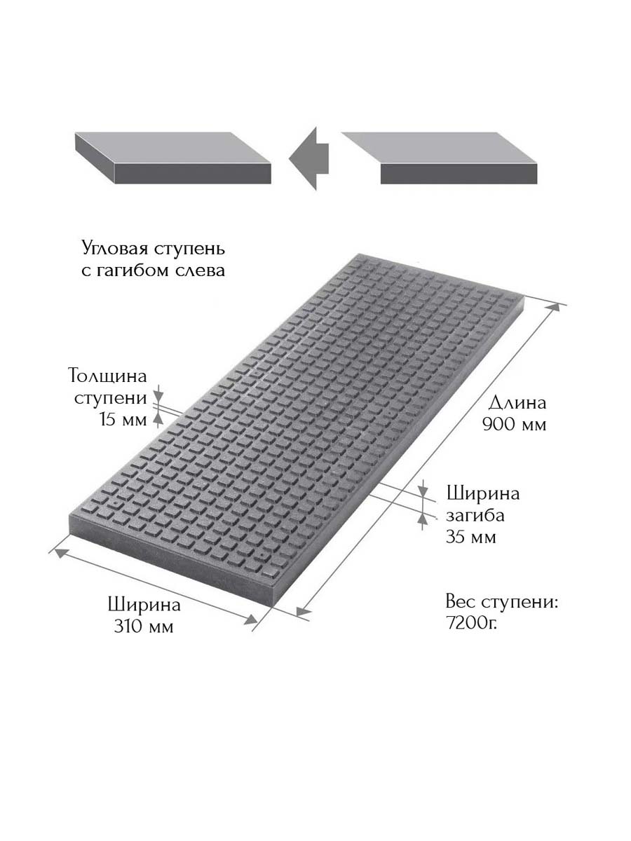 Противоскользящие ступени Пиксель с изгибом слева